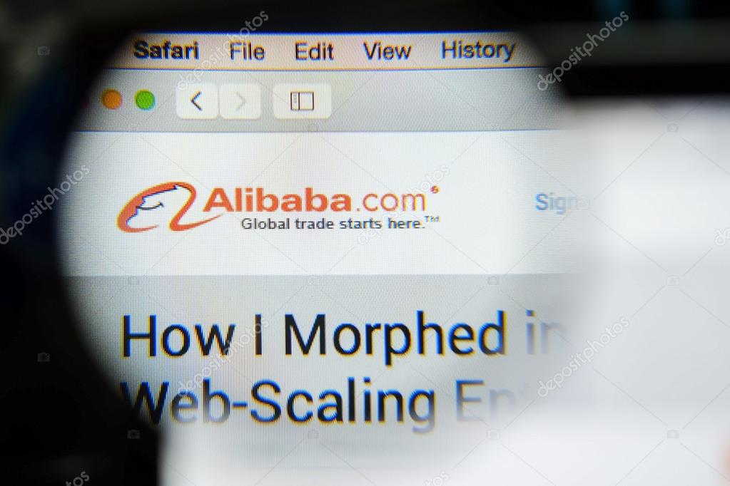 CHIANG MAI, THAILAND - OCTOBER 22, 2014: Alibaba website close up on laptop screen. Alibaba  is a Chinese e-commerce company.