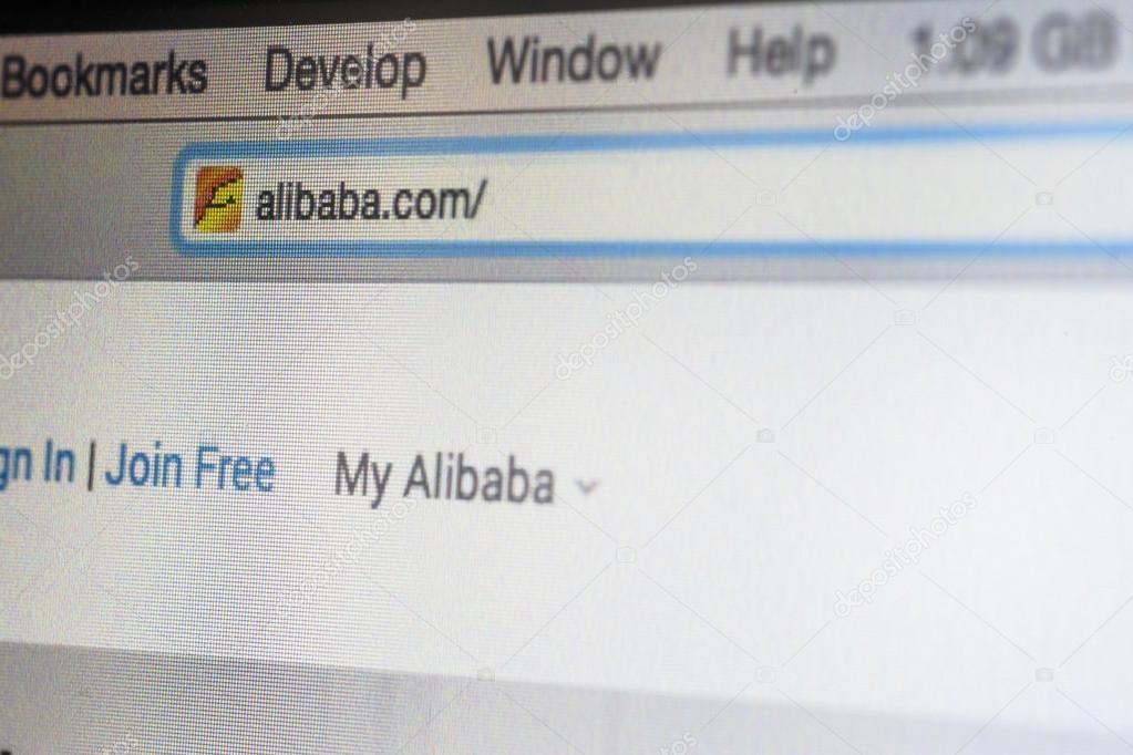 CHIANG MAI, THAILAND - OCTOBER 22, 2014: Alibaba website address bar close up on laptop screen. Alibaba  is a Chinese e-commerce company.