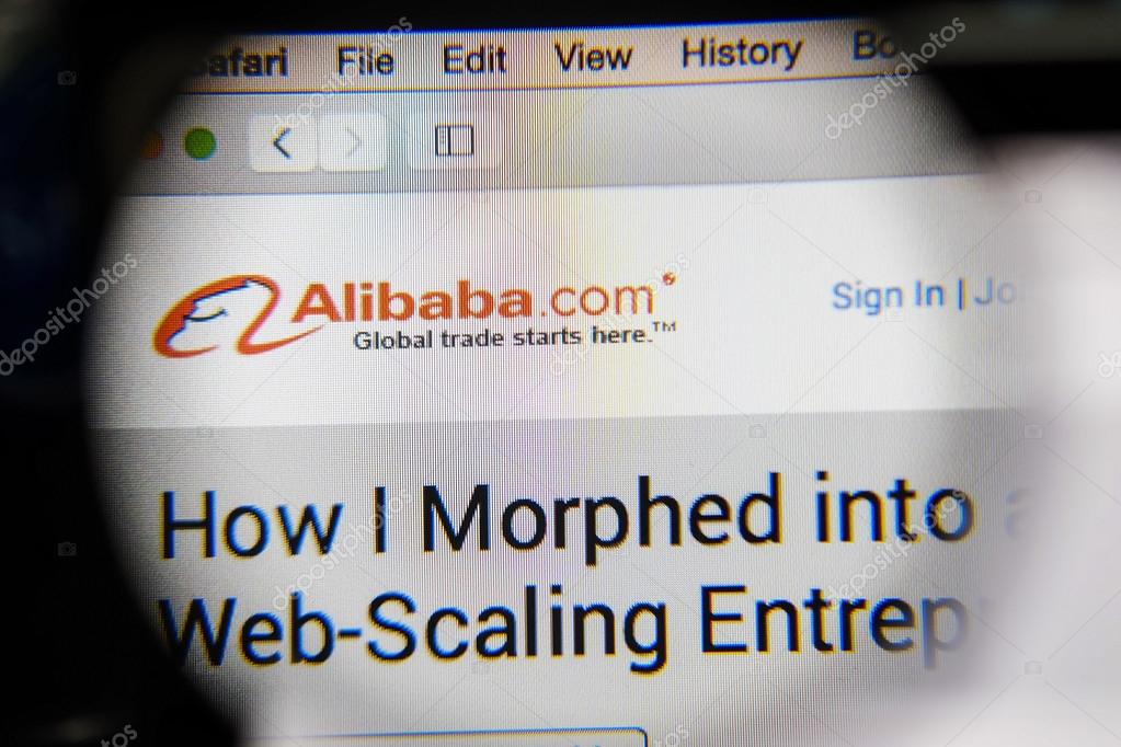 CHIANG MAI, THAILAND - OCTOBER 22, 2014: Alibaba website close up on laptop screen. Alibaba  is a Chinese e-commerce company.