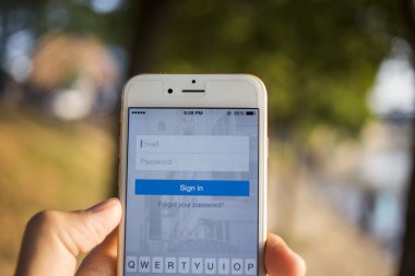 CHIANG MAI, THAILAND - JANUARY 04, 2015: Linkedin is a social networking website for people in professional occupations on apple iphone 6 with login page.