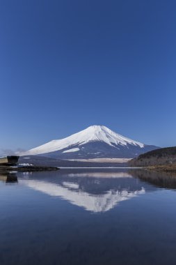 Mt. Fuji Gölü Yamanaka çekim kış sezonu. Yamanashi, J