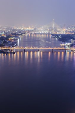 Bangkok manzarası alacakaranlık cityscape TOPVIEW. Tayland.