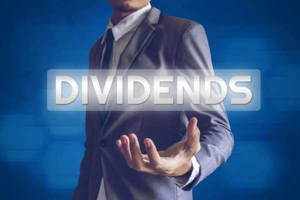Businessman or Salaryman with Dividends text modern interface concept. — Stock Photo, Image