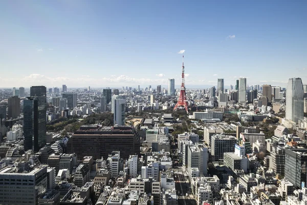 Tokyo, japan - 19. februar 2015 - die stadt tokyo, tokyo-turm in der kanto-region und tokyo-präfektur, ist die erste metropolregion in japan. Tokyos Innenstadt ist sehr modern mit vielen Wolkenkratzern. — Stockfoto