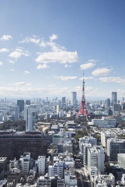TOKYO, JAPÃO - 19 DE FEVEREIRO DE 2015 - A cidade de Tóquio, torre de Tóquio na região de Kanto e prefeitura de Tóquio, é a primeira maior área metropolitana do Japão. O centro de Tóquio é muito moderno, com muitos arranha-céus . — Fotografia de Stock