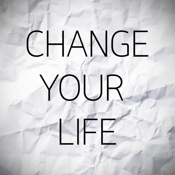 Change your life word on White paper texture and background. — Stockfoto