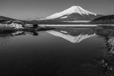 Mt. Fuji winter season shooting from Lake Yamanaka. Yamanashi, J clipart
