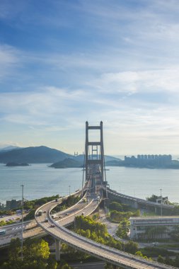 Tsing ma bridge Hong Kong manzara.