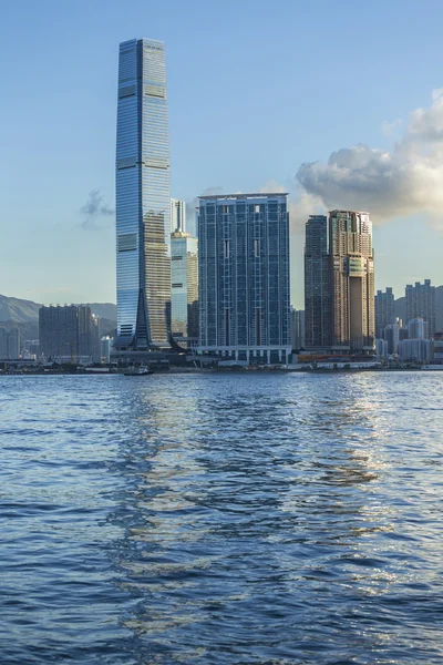 Bela paisagem urbana de Hong Kong ao nascer do sol (Hong Kong ) — Fotografia de Stock