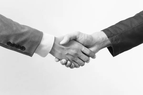 Black and white Business handshake isolated  background — Stock Photo, Image