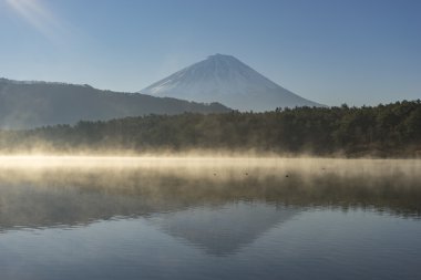 Fuji Dağı'nın saiko göletten. Yamanashi, Japan