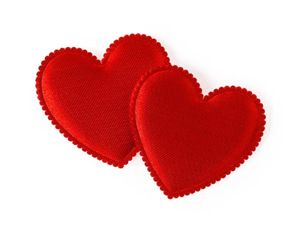 Δύο Κόκκινες Καρδιές Αγίου Βαλεντίνου Απομονωμένες Λευκό Φόντο Ζεύγος Από — Φωτογραφία Αρχείου