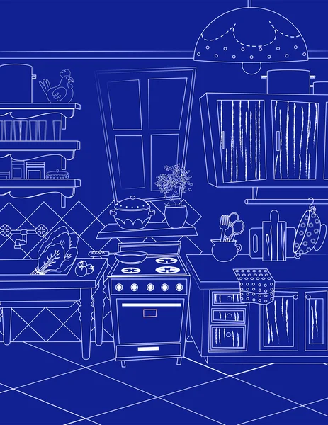 Fondo vintage cocina azul Ilustraciones De Stock Sin Royalties Gratis