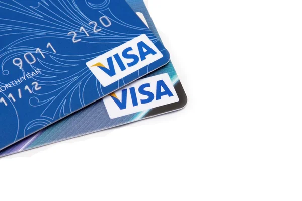 23 September 2012: Visa credit card on a white background — Stock Photo, Image
