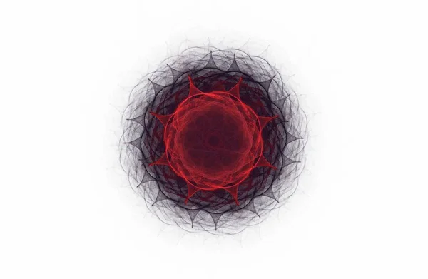 Abstrato agressivo fractal vermelho figura simétrica preta — Fotografia de Stock