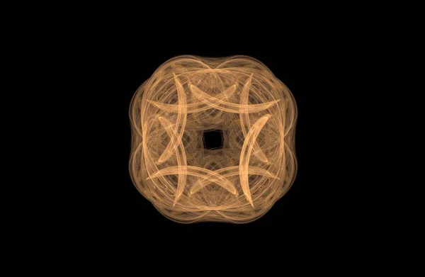 Abstrakte fraktale goldene symmetrische Figur auf Schwarz — Stockfoto