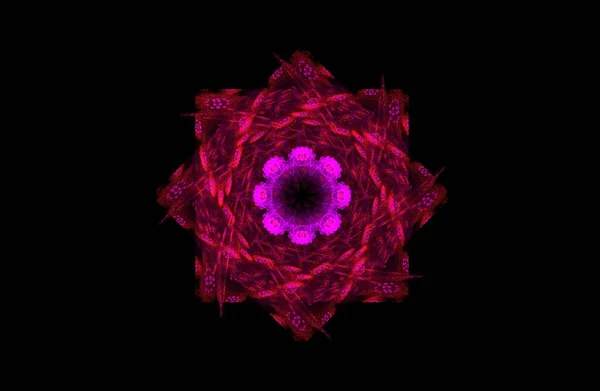 Abstrait fractal violet symétrique figure sur noir — Photo