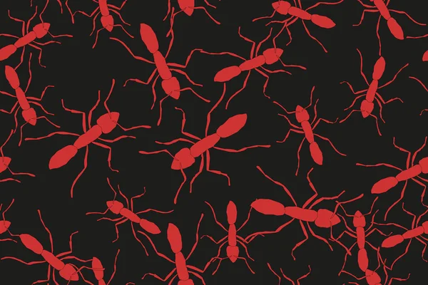 Formigas vermelhas ilustração padrão sem costura — Vetor de Stock