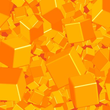 Altın Küpler Kusursuz Desen, 3B Görüntü