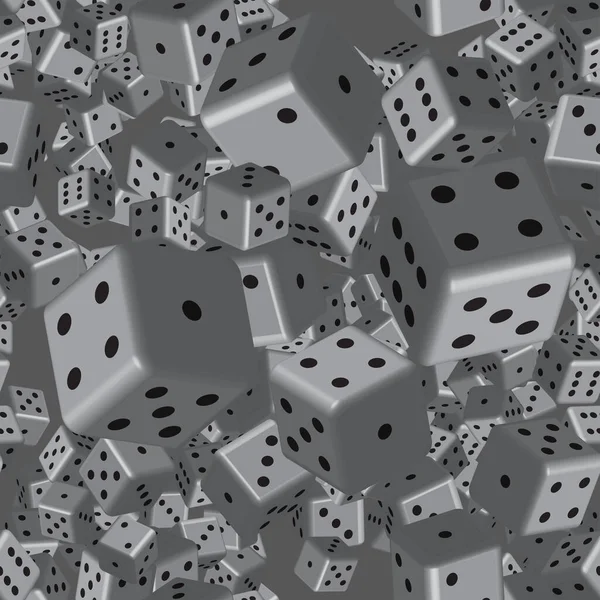 Gray Dice Seamless Pattern, 3D Illustration — Stock Vector