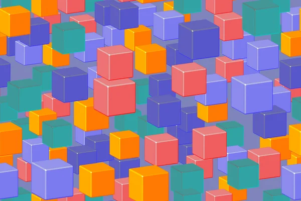 Patrón inconsútil de cubos rojos verdes azules, ilustración 3D — Vector de stock