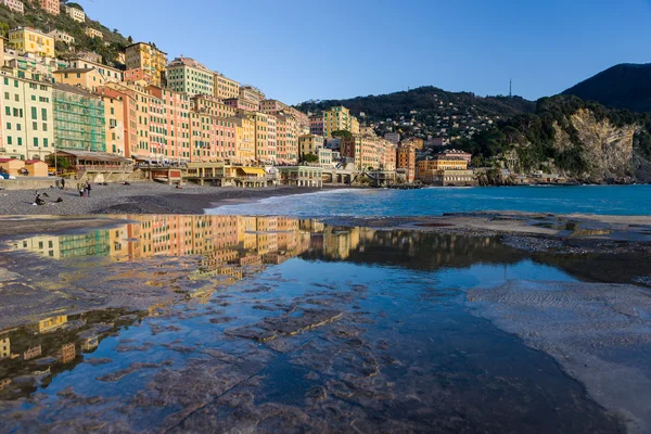 The village of Camogli reflecting — Stock Photo, Image