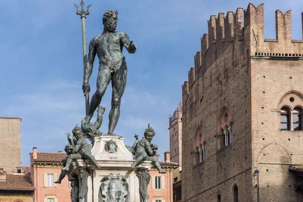 Fontän av Neptunus, symbol för Bologna — Stockfoto