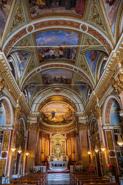 Nave of the Sanctuary of Our Lady of Montallegro, on the hill over Rapallo on the italian Riviera