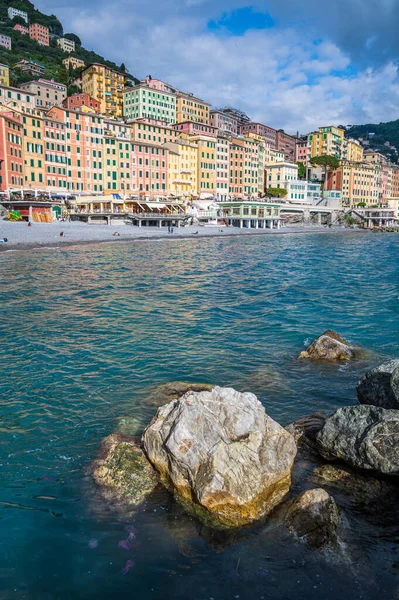 Colorate Case Del Borgo Marino Camogli Sulla Riviera Italiana Vicino — Foto Stock