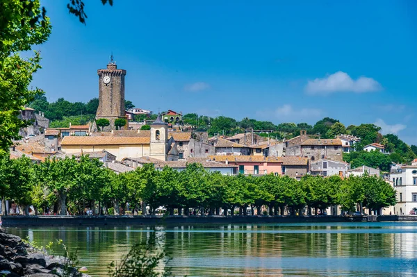 Paisaje Urbano Del Antiguo Pueblo Marta Orillas Del Lago Bolsena —  Fotos de Stock