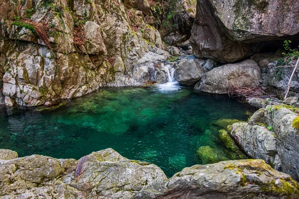 Lange Belichtung Der Kleinen Wasserfälle Von Rio Gandolfi Genua Italien — Stockfoto