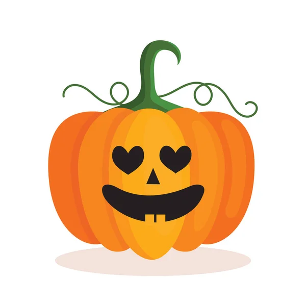 Lanterna de abóbora laranja com um rosto assustador para o Halloween. Decoração festiva. Desenhos animados ilustração vetorial isolado no fundo branco —  Vetores de Stock