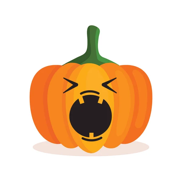 Orange pumpkin lantern with a scary face for Halloween. Festive decoration. Cartoon isolated vector illustration on white background — Stock Vector