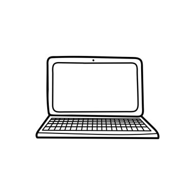 El çizimi karalama tarzı defter. Serbest meslek, ofis, iş, internet, sosyal mesafe. El çizimi güzel bir taslak. Beyaz arkaplanda siyah bir özet.