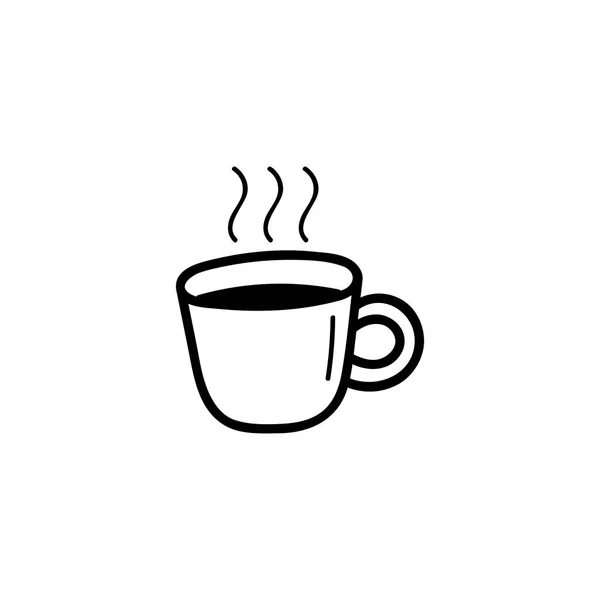 Illustrazione Doodle Vettoriale Disegnata Mano Una Tazza Caffè Contorno Nero — Vettoriale Stock