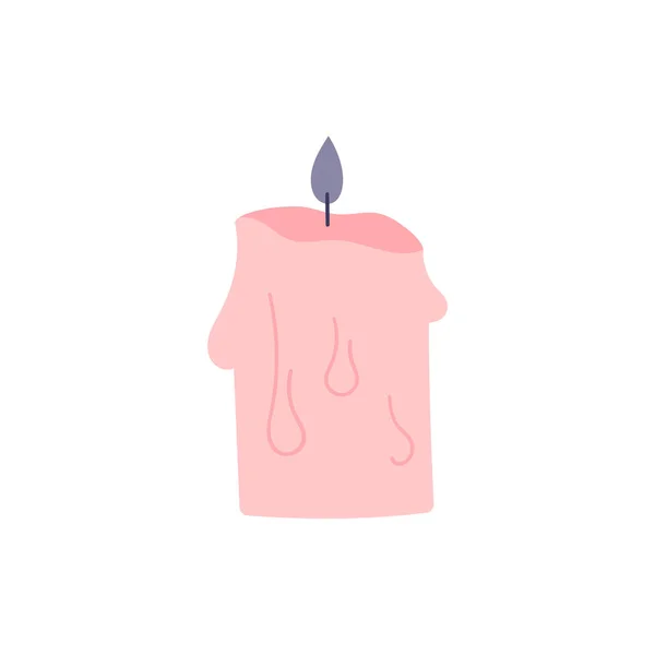 Cute pink candle on a white background. Magic, witchcraft, romantic date, love, celebration. Hand drawn vector isolated single illustration. — Stock Vector