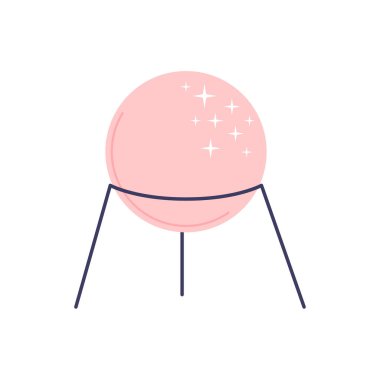 Beyaz arka plandaki tahminler için sevimli pembe sihirli top. Büyü ve büyücülüğün özellikleri. El çizimi vektör izole tek çizim.