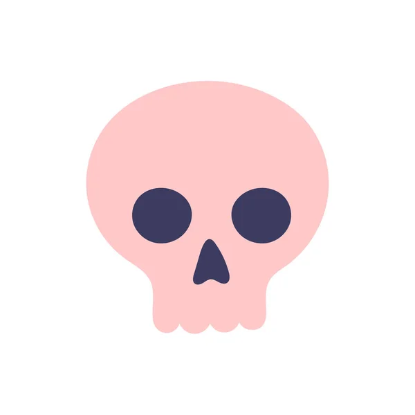 Lindo cráneo simple rosa sobre un fondo blanco. Atributos para magia y brujería. Vector dibujado a mano aislado ilustración única. — Vector de stock