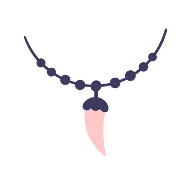 Beyaz arka planda hayvan dişi şeklinde sihirli bir kolye. Büyü için özellikler, büyücülük. El çizimi vektör izole tek çizim.