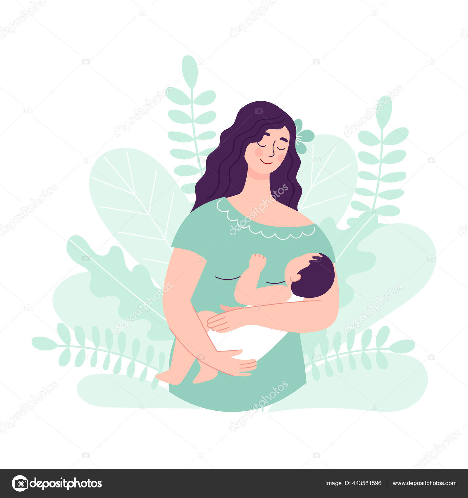 Beautiful Cute Woman Baby Her Hand Concept Breast Feeding Successful Stock  Vector Image by ©lisi-note@ #443581596