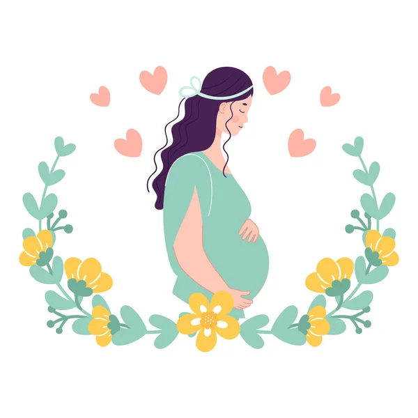 Hermosa Mujer Embarazada Linda Concepto Planificación Del Embarazo Fecundación Concepción — Vector de stock