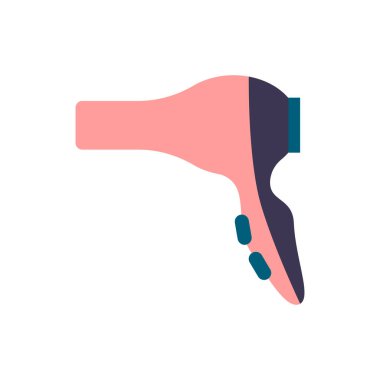 Basit bir saç kurutma makinesi. Kuaför salonu ve ev için bakım aletleri. Beyaz arkaplanda izole edilmiş vektör illüstrasyonu