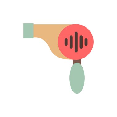 Basit eski düz saç kurutma makinesi. Kuaför salonu ve ev için bakım aletleri. Beyaz arkaplanda izole edilmiş vektör illüstrasyonu