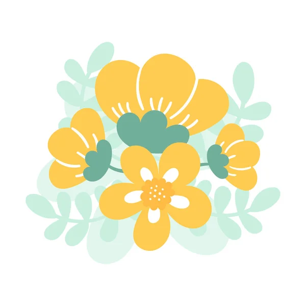 Leuke delicate bloemstuk, boeket. Decoratie voor huwelijksuitnodigingen en kaarten. Vector hand illustratie geïsoleerd op witte achtergrond — Stockvector