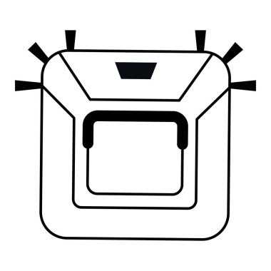 Robot elektrikli süpürge. Ev temizlik ekipmanları. Beyaz arkaplanda izole edilmiş taslak biçiminde vektör illüstrasyonu.