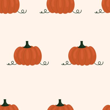 Balkabaklarıyla basit, şirin, pürüzsüz bir desen. Çizim hasadı, sebze, sağlıklı bitki yiyeceği, vejetaryen, çiftlik ürünü. Paketleme tasarımı, yapıştırma kitabı kağıdı