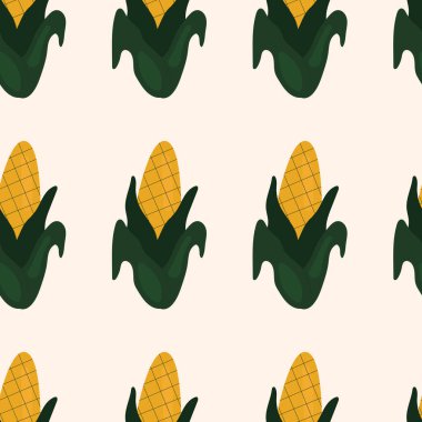 Mısırlı, basit, pürüzsüz bir şekil. Çizim hasadı, sebze, sağlıklı bitki yiyeceği, vejetaryen, çiftlik ürünü. Kağıt tasarımı paketleniyor