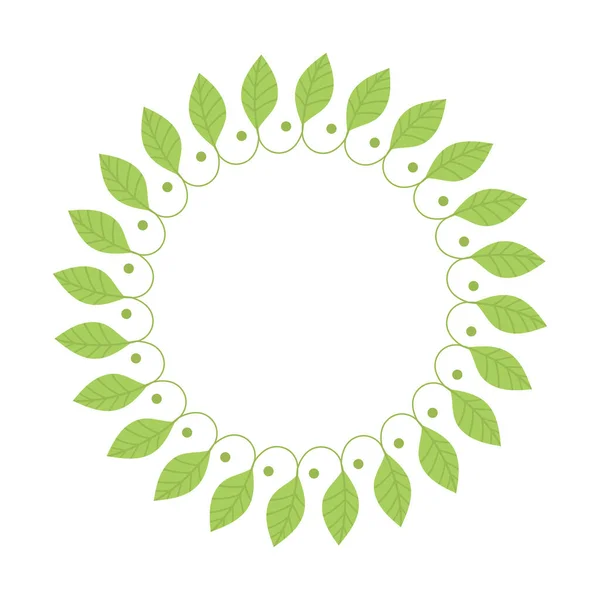 Στρογγυλό πλαίσιο με πράσινα φύλλα. Πρότυπο, τόπος για κείμενο, σχεδιασμός καρτών, πανό. Πράσινα φύλλα τσαγιού, matcha. Υγιεινός τρόπος ζωής, οικολογία, πλαίσιο άνοιξη. Εικονογράφηση σε επίπεδη στυλ — Διανυσματικό Αρχείο