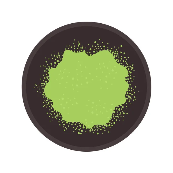 Thé matcha vert en poudre dans un bol. Alimentation saine, cuisine traditionnelle japonaise. Vecteur de dessin animé plat — Image vectorielle