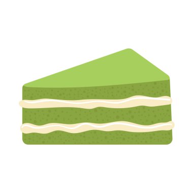 Matcha çay tozundan yapılmış sağlıklı yeşil bir tatlı. Sağlıklı yemek, detoks, diyet. Vektör çizgi film illüstrasyonu